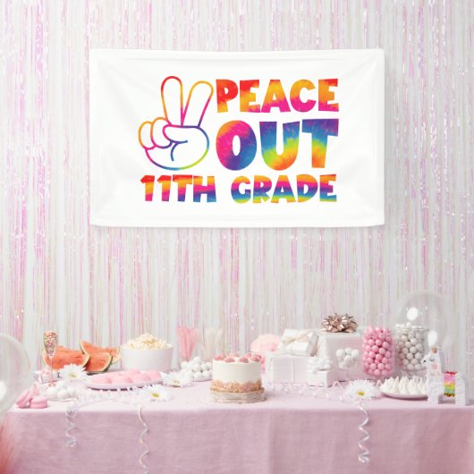 Vrede Uit Elfde Grade Tie Dye 11e Grade Spandoek (Feest)