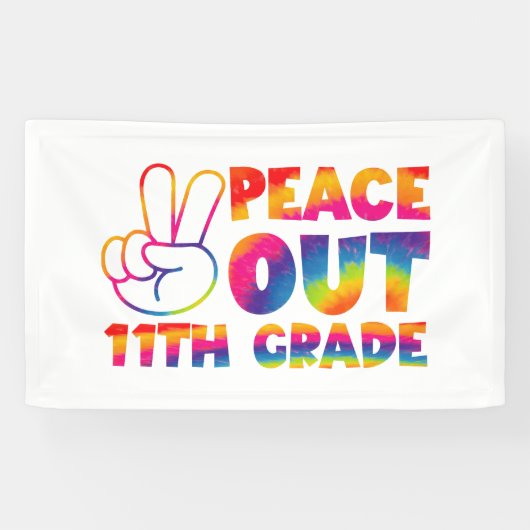 Vrede Uit Elfde Grade Tie Dye 11e Grade Spandoek (Horizontaal)