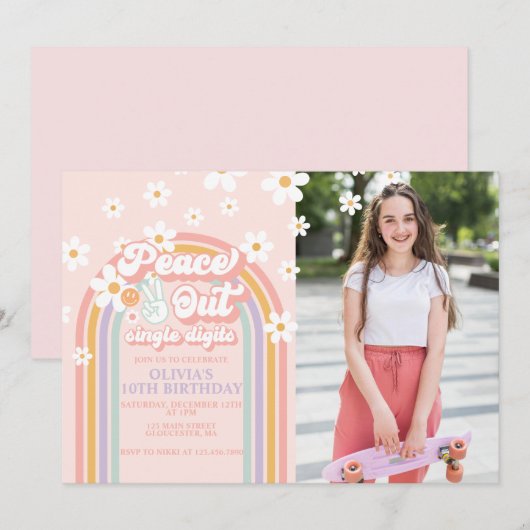 Vrede uit enkele cijfers 10e verjaardag foto kaart (Voorkant / Achterkant)