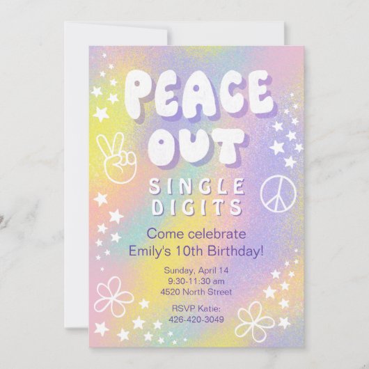 Vrede uit enkele cijfers verjaardag uitnodiging (Voorkant)