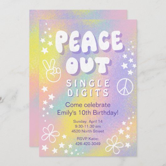 Vrede uit enkele cijfers verjaardag uitnodiging (Voorkant / Achterkant)