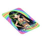 Vrede uit groot oog hippie meisje knipperende vred magneet (Rechterzijde)