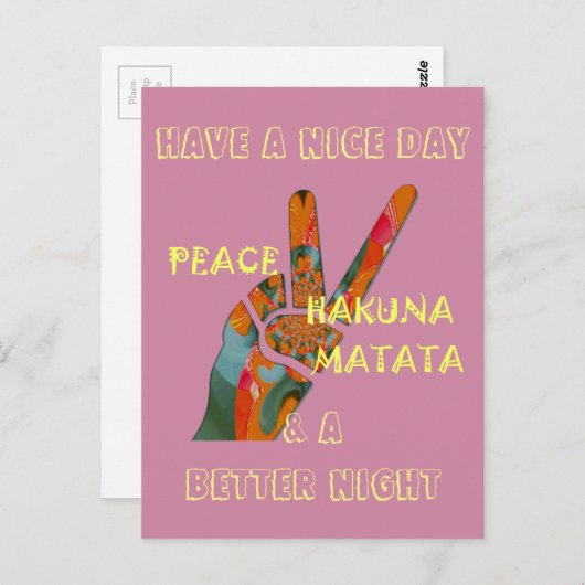 Vrede uit: Hakuna Matata Vibes Sign Briefkaart (Voorkant / Achterkant)