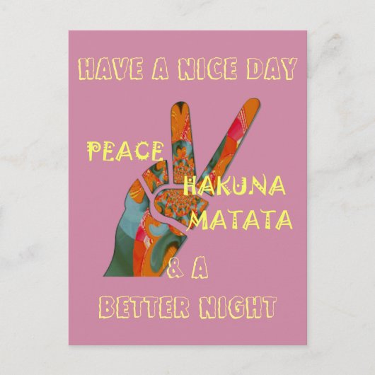 Vrede uit: Hakuna Matata Vibes Sign Briefkaart (Voorkant)
