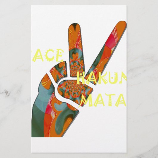 Vrede uit: Hakuna Matata Vibes Sign Briefpapier (Voorkant)