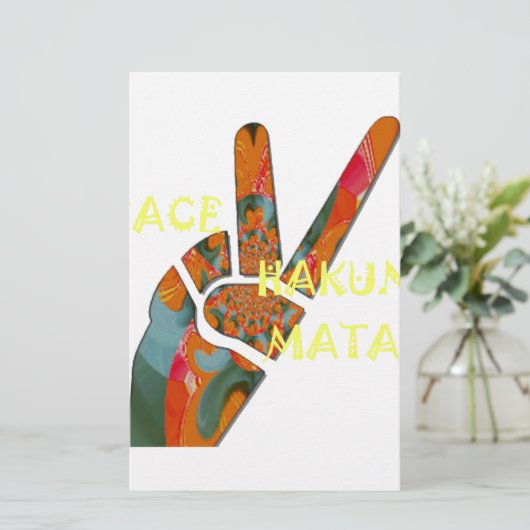 Vrede uit: Hakuna Matata Vibes Sign Briefpapier (Staand voorkant)