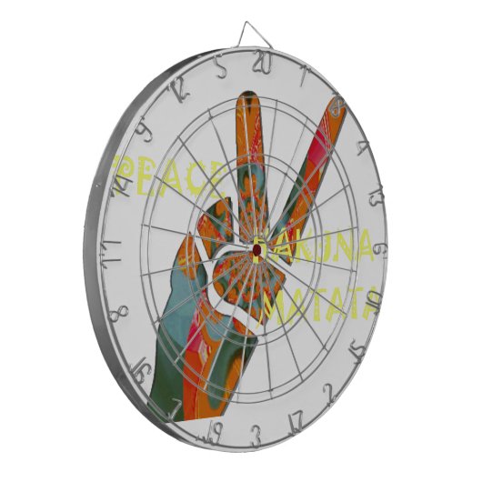 Vrede uit: Hakuna Matata Vibes Sign Dartbord (Voorkant Links)