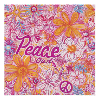 Vrede Uit Hippie Bloem Vredesteken Retro Patroon