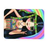 Vrede uit Hippie Girl Big Eyed Cutie Magneet (Horizontaal)
