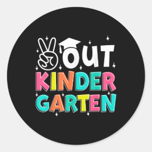 Vrede uit kleuterschool laatste dag schoolkinderen ronde sticker