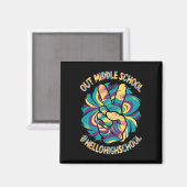 Vrede Uit Middel Hallo Hoge School School Tie Dye Magneet (Voorkant / Achterkant)