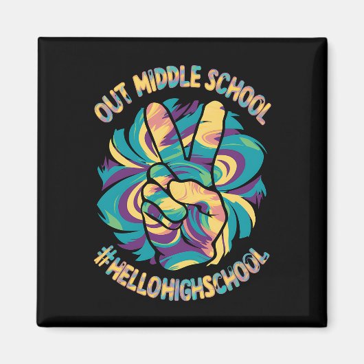 Vrede Uit Middel Hallo Hoge School School Tie Dye Magneet (Voorkant)
