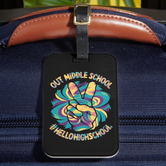 Vrede Uit Middel Hallo Hoge School Tie Dye Bagagelabel (Voorkant Insitu 2)