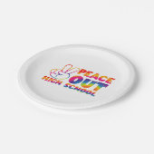 Vrede uit middelbare schooltijd verf laatste dag v papieren bordje (Gekanteld)