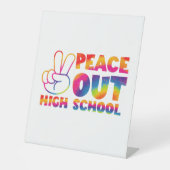 Vrede uit middelbare schooltijd verf laatste dag v reclamebord met voetstuk (Voorkant)