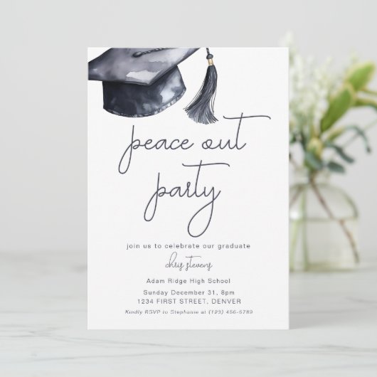 Vrede uit Partij Graduatie Party Uitnodiging (Staand voorkant)