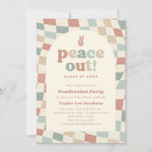 Vrede uit Retro Groovy 70s Graduation Party Kaart (Voorkant)