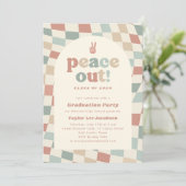 Vrede uit Retro Groovy 70s Graduation Party Kaart (Staand voorkant)