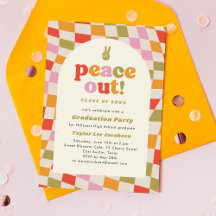 Vrede uit Retro Groovy Kleurrijke Graduation Party