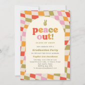 Vrede uit Retro Groovy Kleurrijke Graduation Party Kaart (Voorkant)