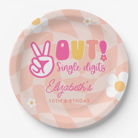Vrede uit Single Cijfers Meisjes 10e Verjaardagsfe Papieren Bordje (Voorkant)
