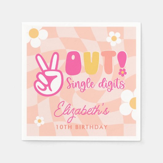 Vrede uit Single Cijfers Meisjes 10e Verjaardagsfe Servet (Voorkant)