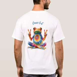 Vrede Uit Tie-Dye Kikker Aangepaste Hippie Yoga Gr T-shirt