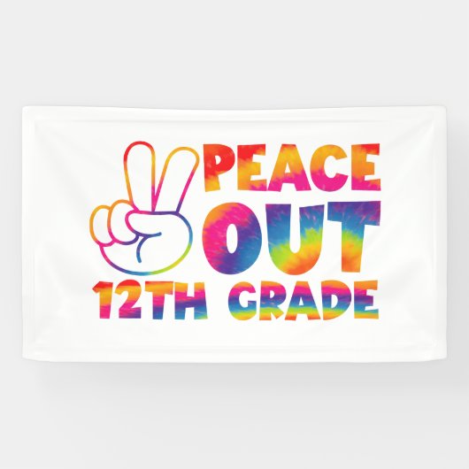 Vrede Uit Twaalfde Grade Tie Dye 12e Grade Spandoek (Horizontaal)