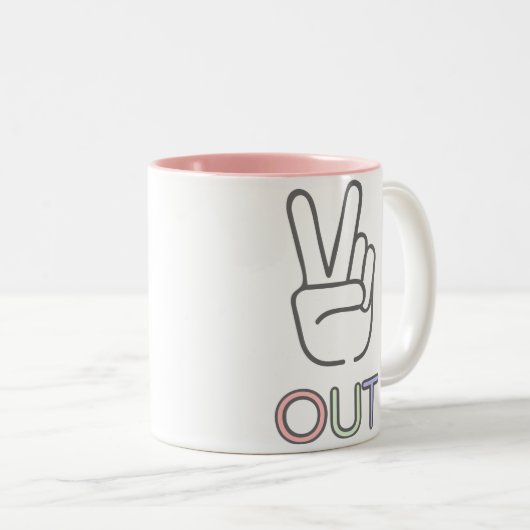 Vrede uit tweekleurige koffiemok (Voorkant rechts)