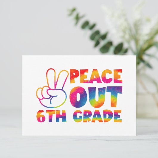 Vrede Uit Zesde Grade Tie Dye Laatste Dag 6e Grade Bedankkaart (Staand voorkant)