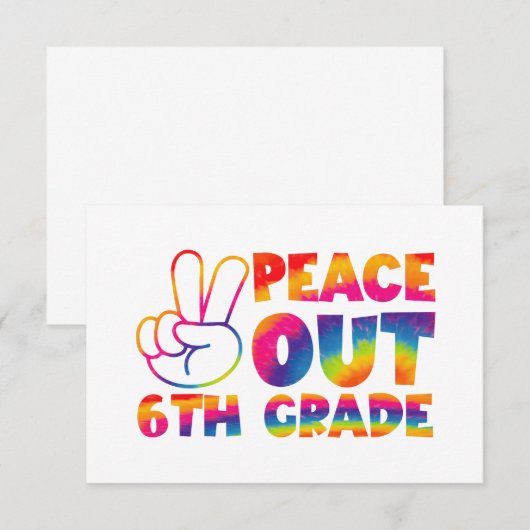 Vrede Uit Zesde Grade Tie Dye Laatste Dag 6e Grade Bedankkaart (Voorkant / Achterkant)