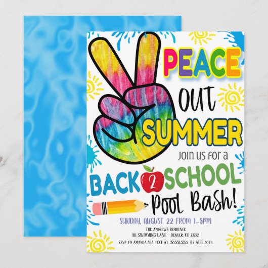 Vrede uit zomer Terug naar schoolfeest Kaart (Voorkant / Achterkant)