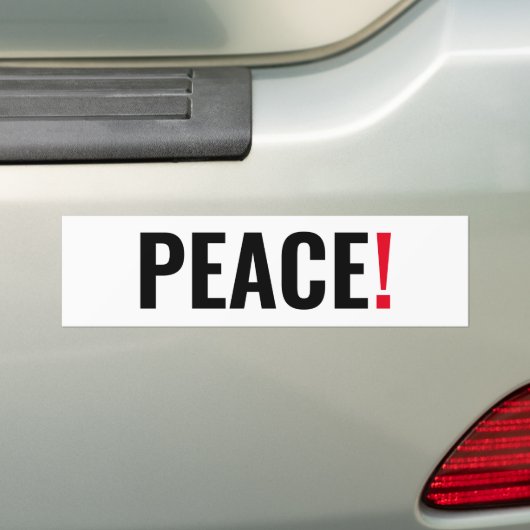 Vrede uitroepteken wit zwart rood anti-oorlog bumpersticker (Op auto)