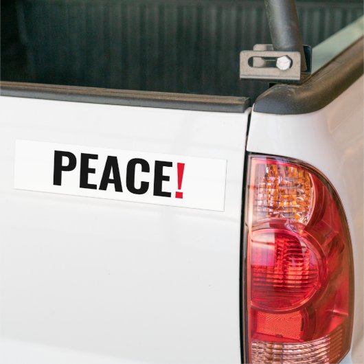 Vrede uitroepteken wit zwart rood anti-oorlog bumpersticker (Op Truck)