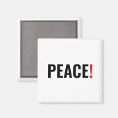 Vrede uitroepteken wit zwart rood anti-oorlog magneet (Voorkant / Achterkant)