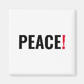 Vrede uitroepteken wit zwart rood anti-oorlog magneet (Voorkant)