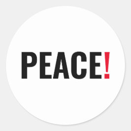 Vrede uitroepteken wit zwart rood anti-oorlog ronde sticker