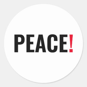 Vrede uitroepteken wit zwart rood anti-oorlog ronde sticker