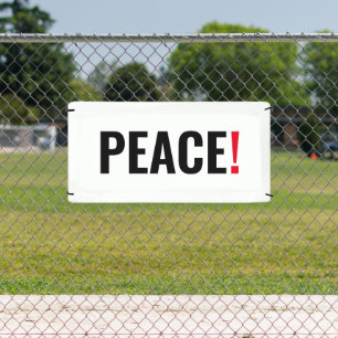 Vrede uitroepteken wit zwart rood anti-oorlog spandoek