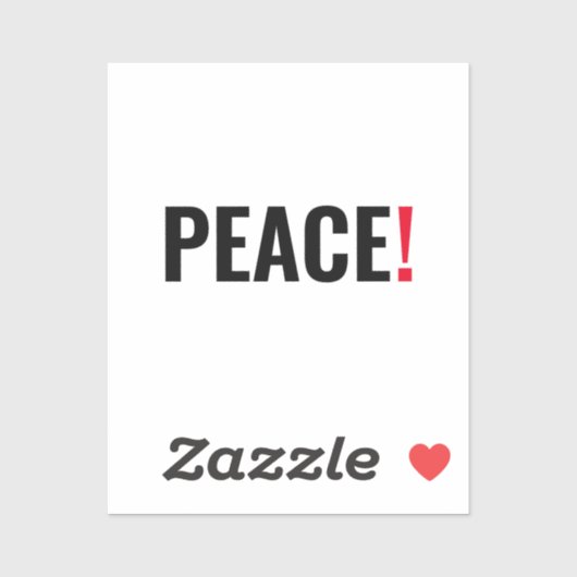 Vrede uitroepteken wit zwart rood anti-oorlog sticker (Vel)