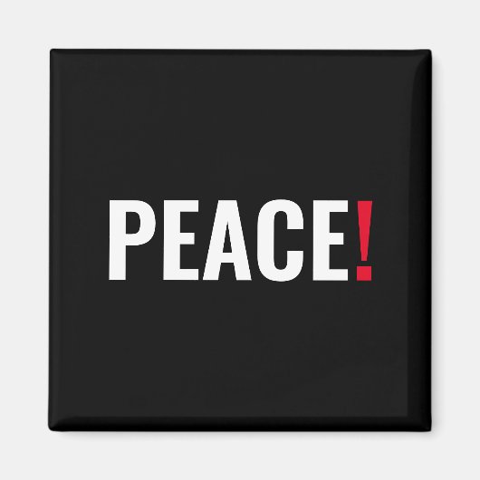 Vrede uitroepteken zwart wit rood anti-oorlog magneet (Voorkant)