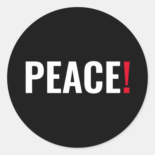 Vrede uitroepteken zwart wit rood anti-oorlog ronde sticker (Voorkant)