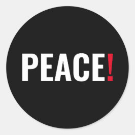 Vrede uitroepteken zwart wit rood anti-oorlog ronde sticker
