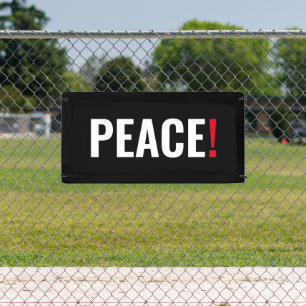 Vrede uitroepteken zwart wit rood anti-oorlog spandoek