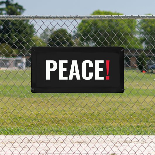 Vrede uitroepteken zwart wit rood anti-oorlog spandoek (Insitu)