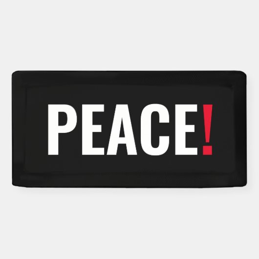 Vrede uitroepteken zwart wit rood anti-oorlog spandoek (Horizontaal)