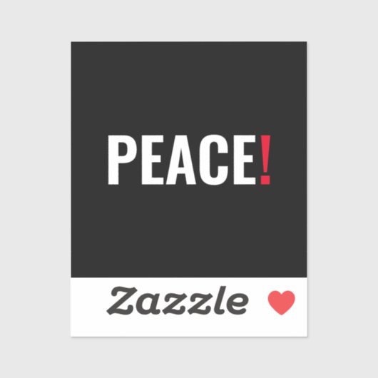 Vrede uitroepteken zwart wit rood anti-oorlog sticker (Vel)