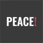 Vrede uitroepteken zwart wit rood anti-oorlog sticker (Voorkant)