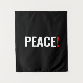 Vrede uitroepteken zwart wit rood anti-oorlog wandkleed