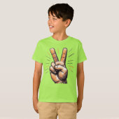 Vrede V-teken T-shirt (Voorkant volledig)
